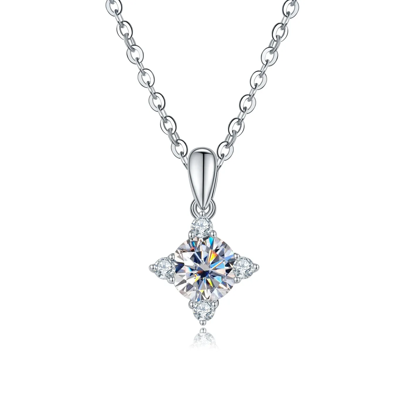 1.0CTTW D Color Moissanite Star Pendant Neckalce 925 Sterling Silver Necklace