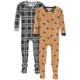 2-Pack Baby & Toddler Boys Moose Snug Fit Footed Pajamas