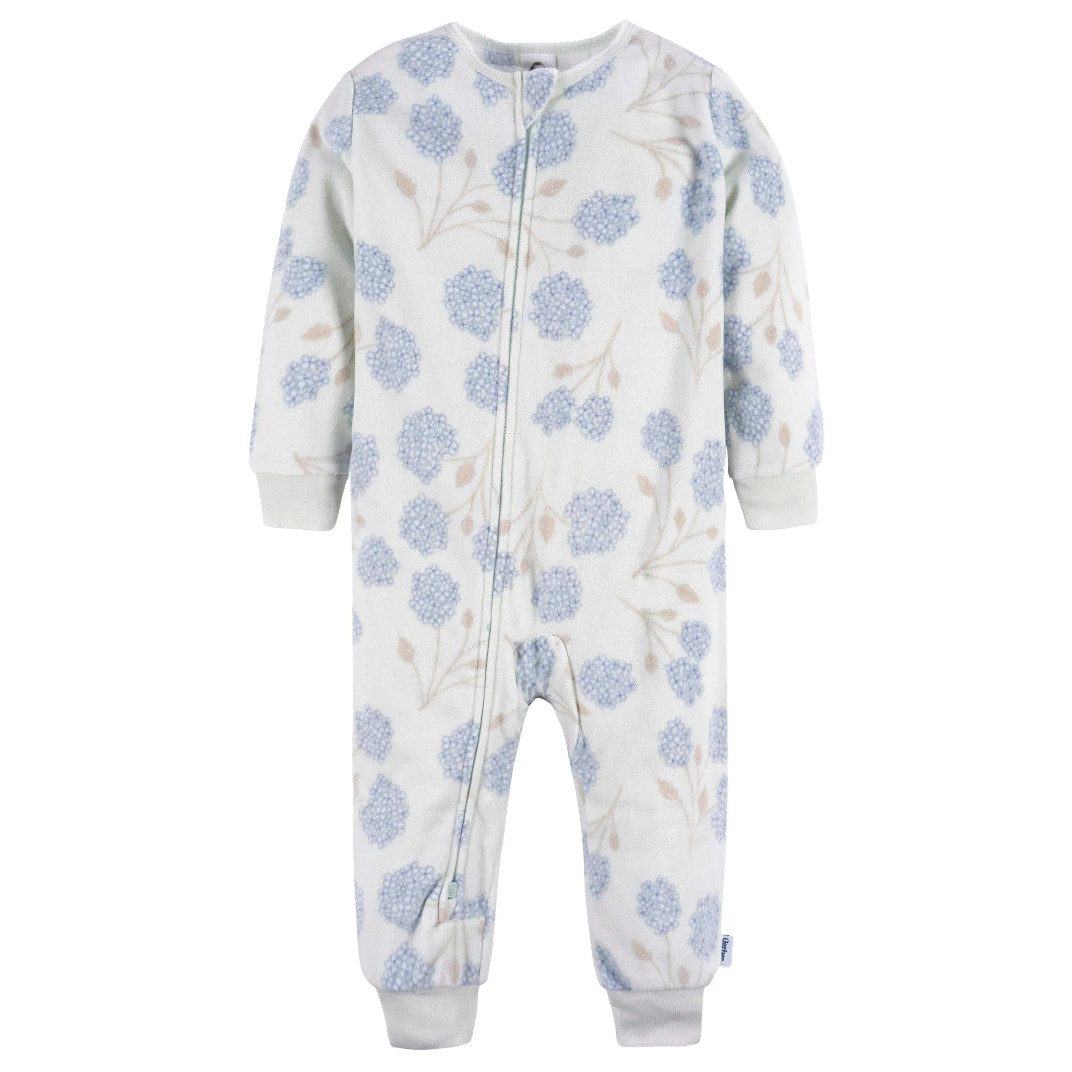 3-Pack Infant & Toddler Girls Blue Floral Footless Fleece Pajamas