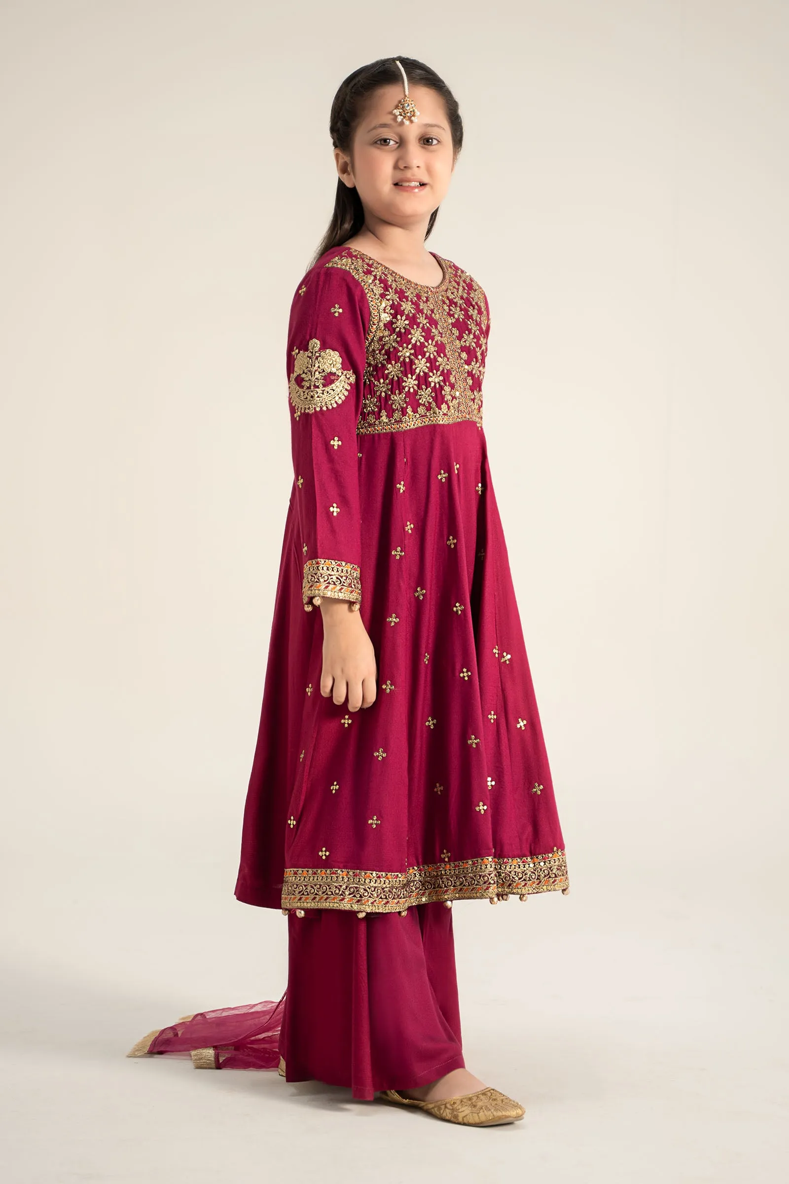 3 Piece Embroidered Linen Suit | MKD-W24-18