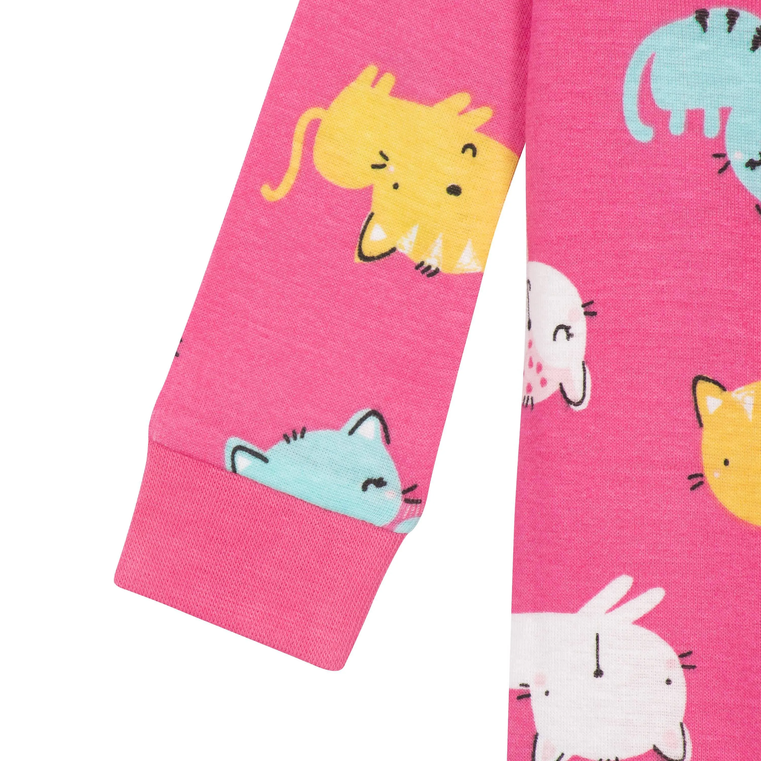 4-Pack Baby & Toddler Girls Unicorns & Cats Snug Fit Footed Cotton Pajamas