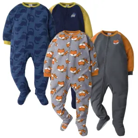 4-Pack Toddler Boys Fleece Pajamas - Dino & Fox