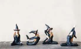 4" Halloween Witches in Yoga Positions Figure Set of 4