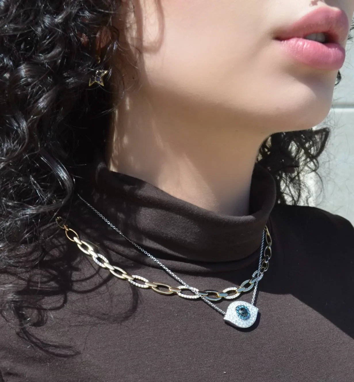 Aspery and Guldag White Evil Eye Necklace