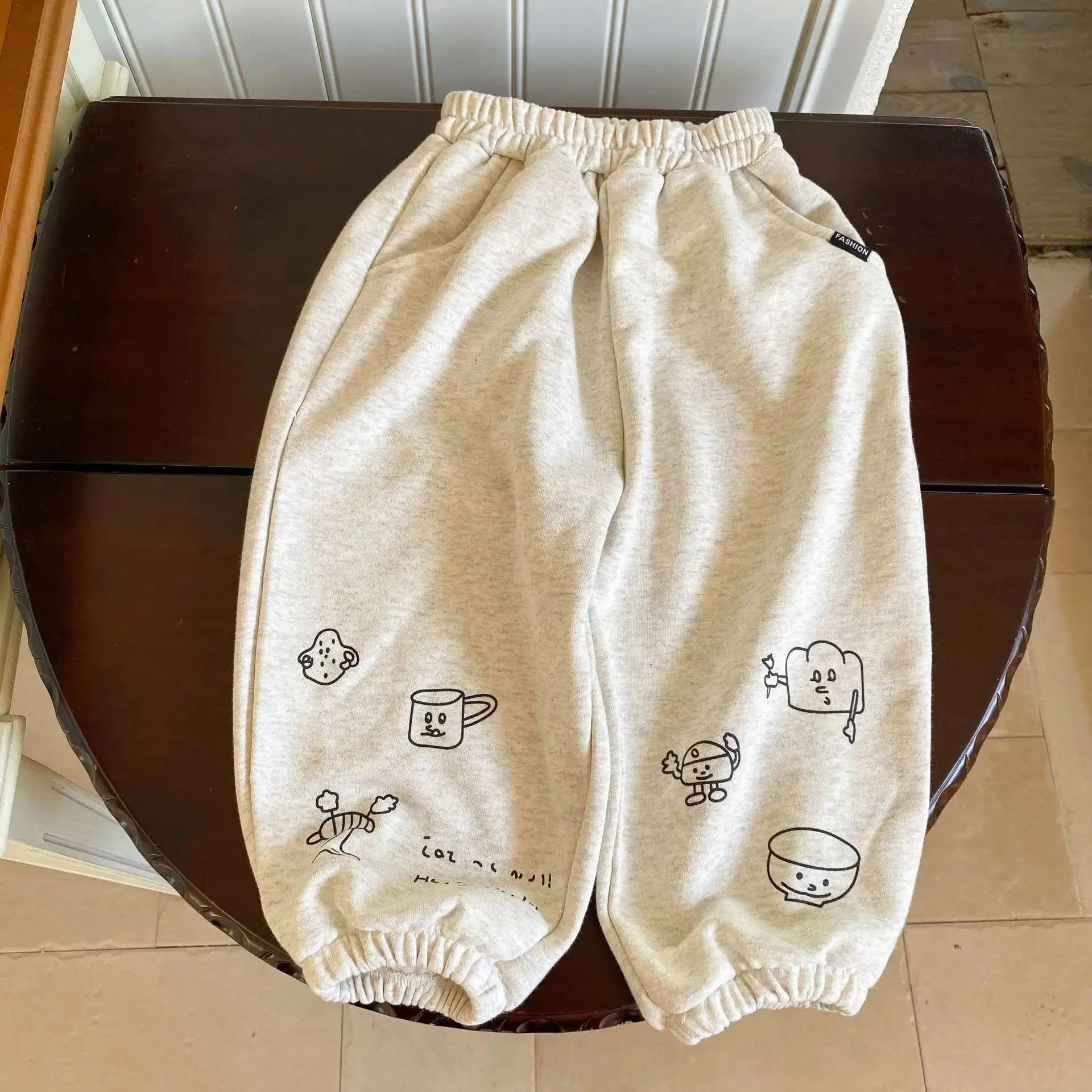 Autumn Children Clothes All-match Boy Girl Cartoon Print Sweatpants Loose Baby Cotton Pencil Pants Fashion Kid Casual Trousers