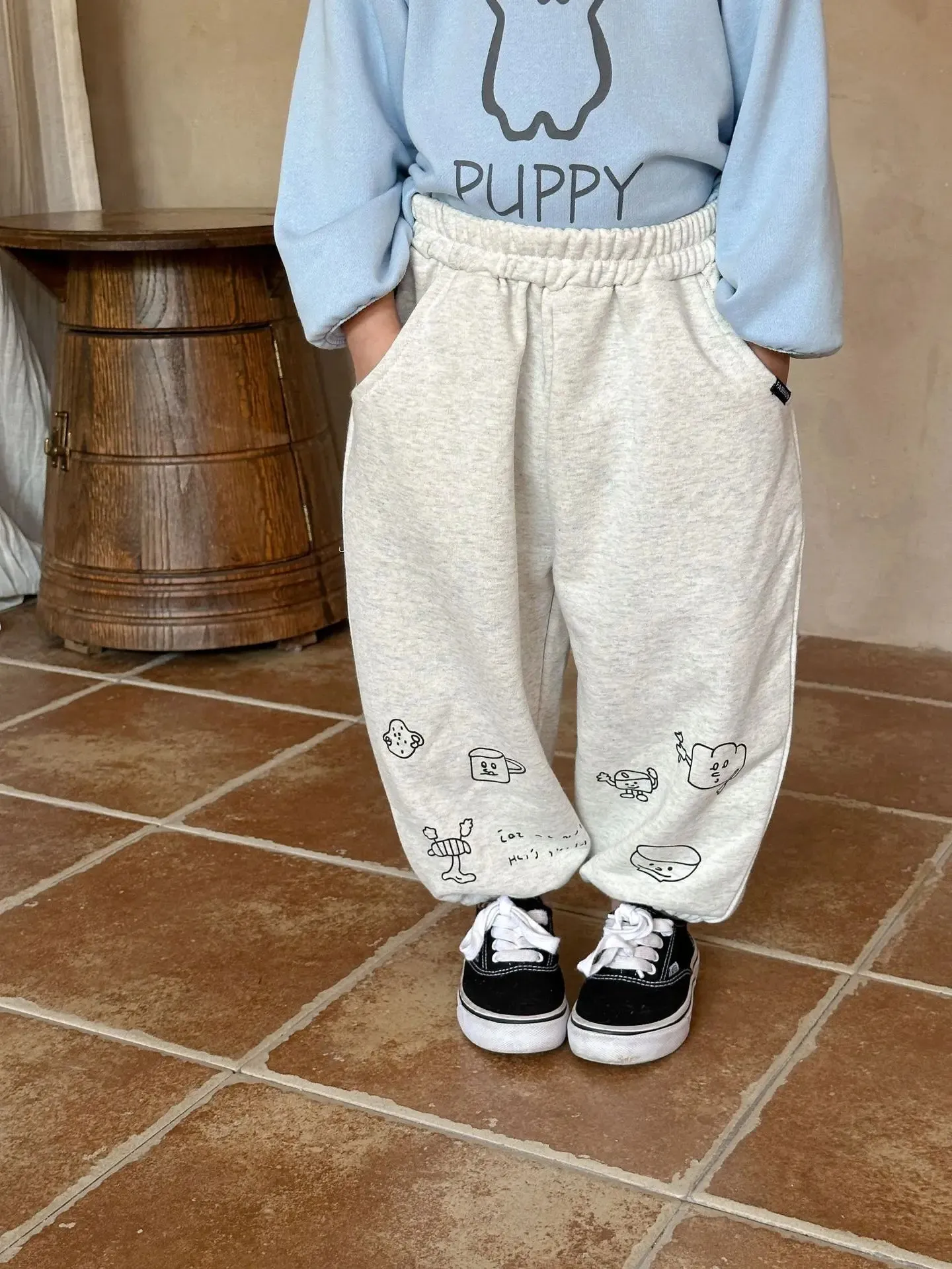 Autumn Children Clothes All-match Boy Girl Cartoon Print Sweatpants Loose Baby Cotton Pencil Pants Fashion Kid Casual Trousers