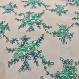 Baby Rose Embroidery Wholesale Fabric in Mint