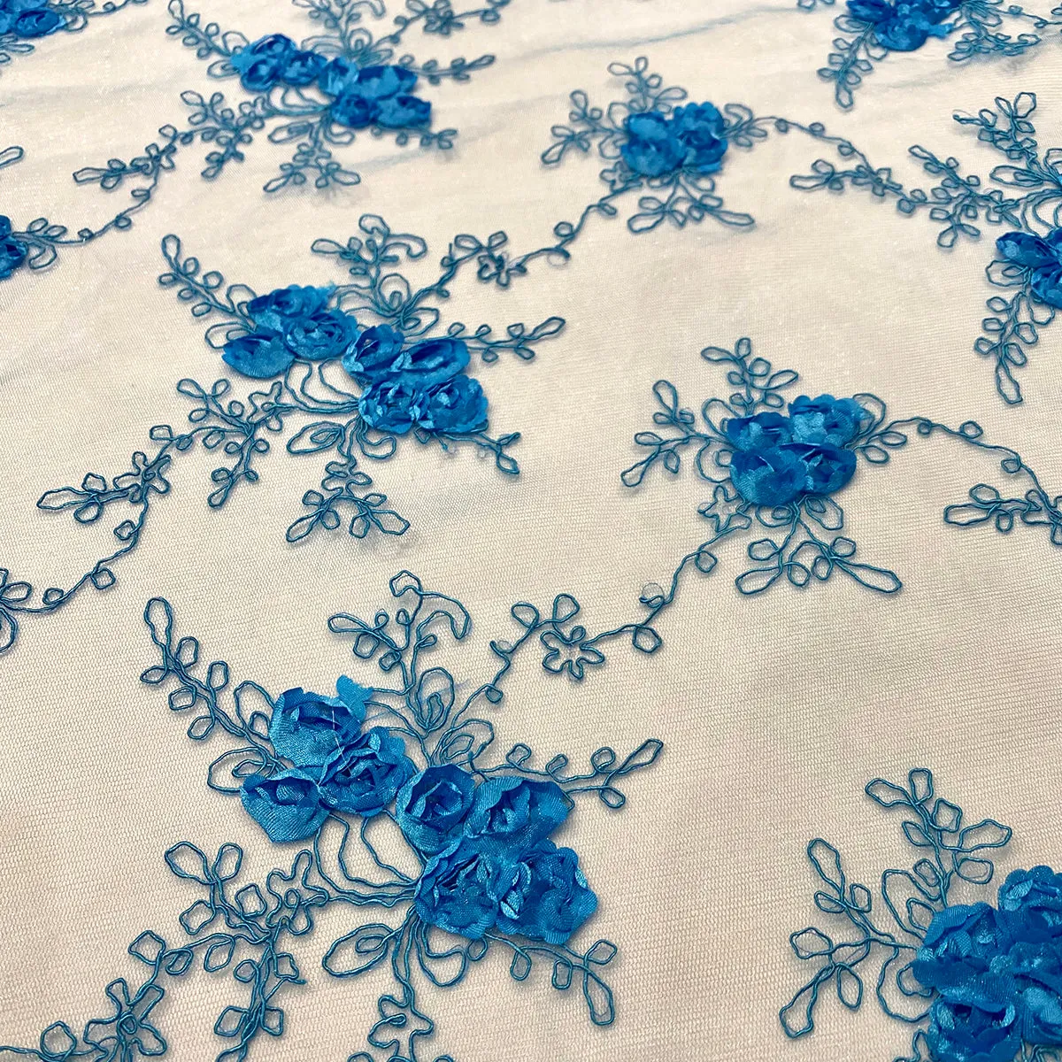 Baby Rose Embroidery Wholesale Fabric in Turquoise