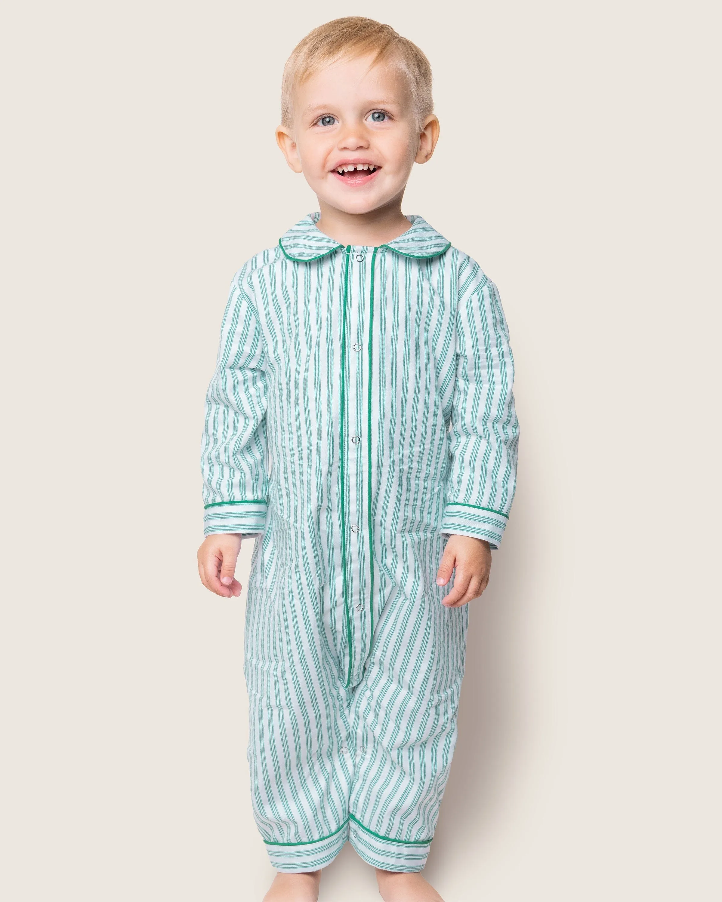 Baby's Twill Romper | Emerald Ticking