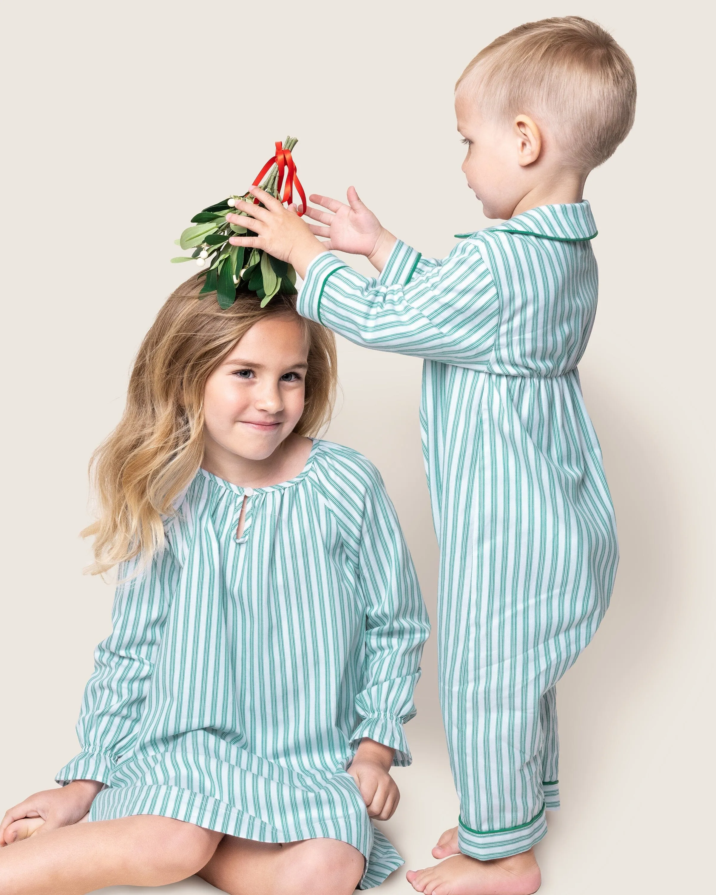 Baby's Twill Romper | Emerald Ticking