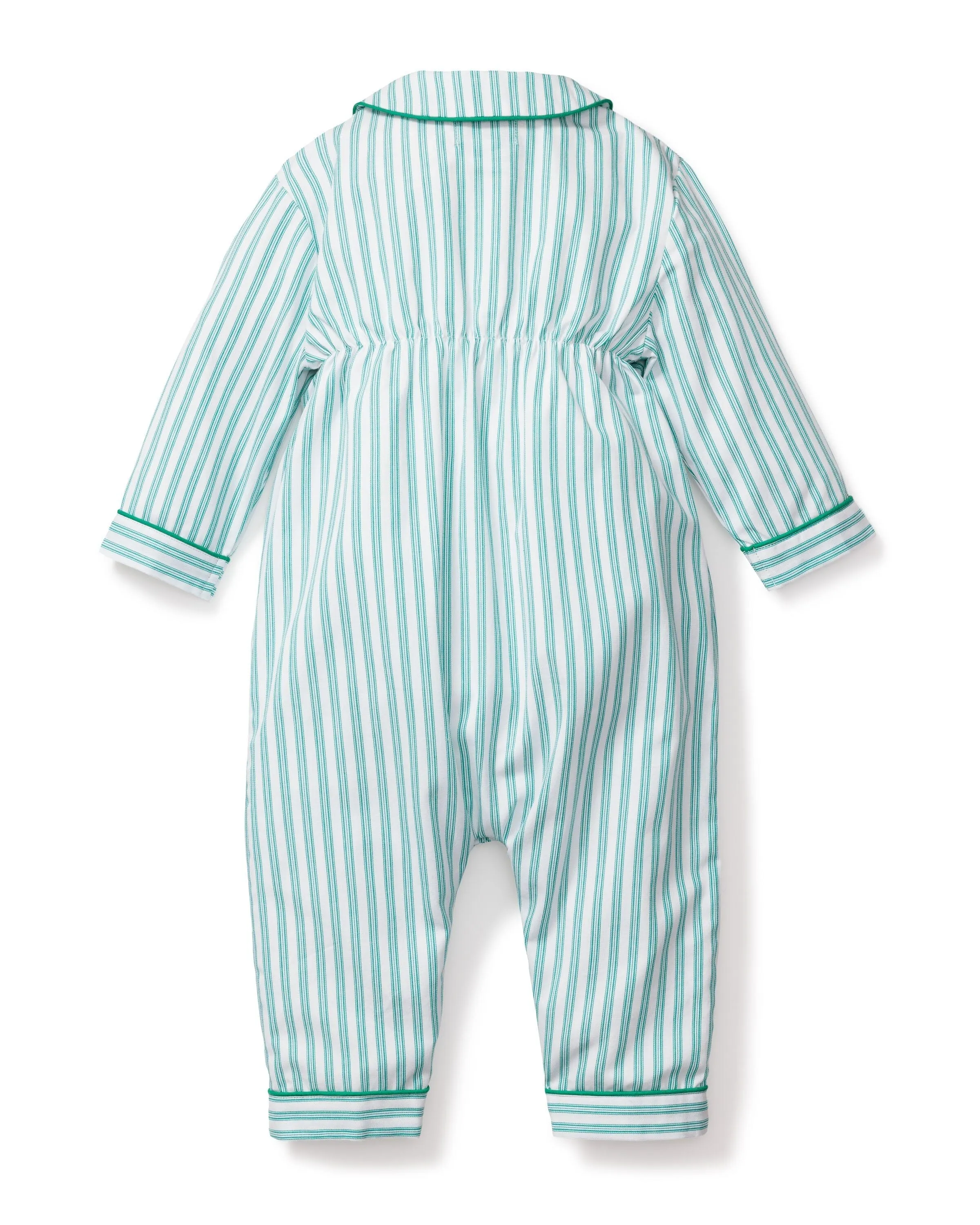 Baby's Twill Romper | Emerald Ticking