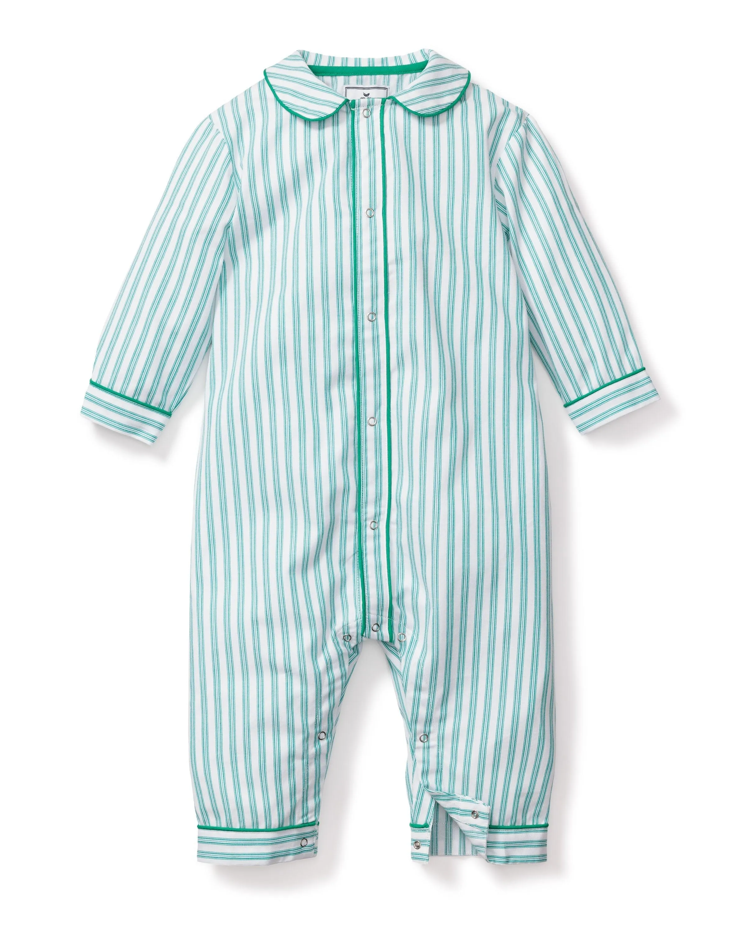 Baby's Twill Romper | Emerald Ticking