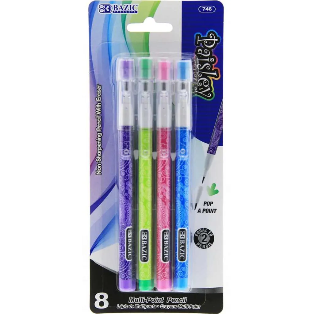 Bazic Multi-Point Pencil Paisley Pack of 8