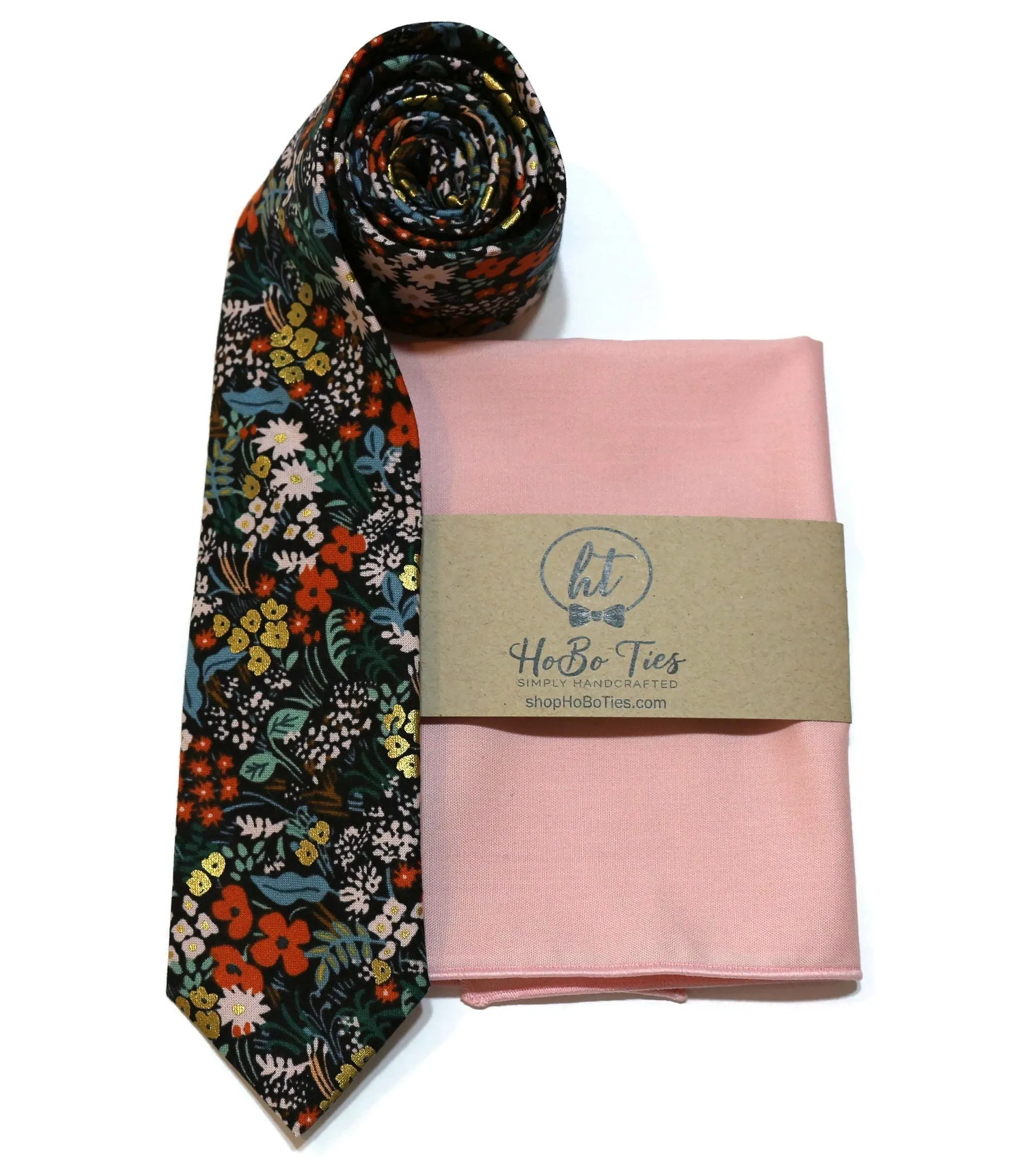 Black Metallic Meadow Floral Necktie