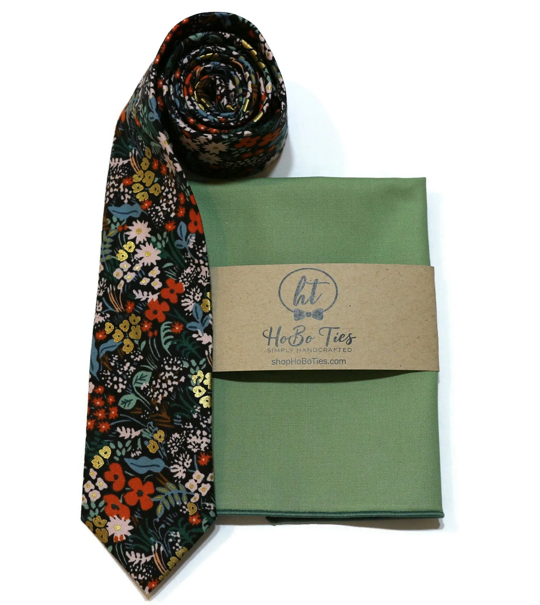 Black Metallic Meadow Floral Necktie