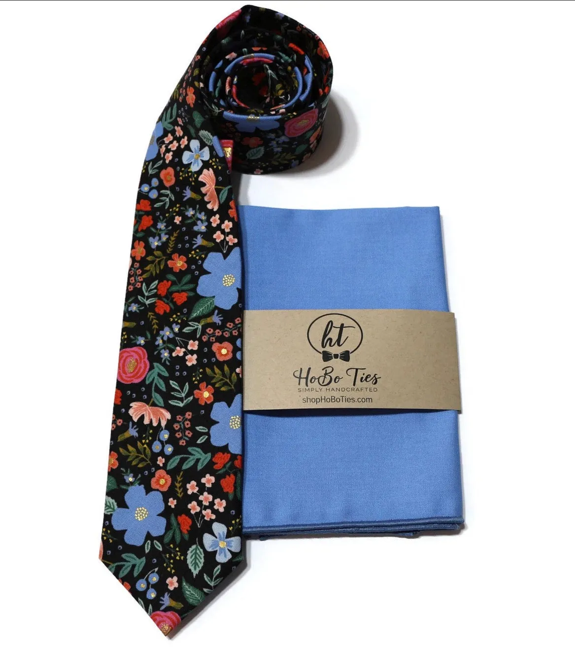 Black Wild Rose Floral Necktie