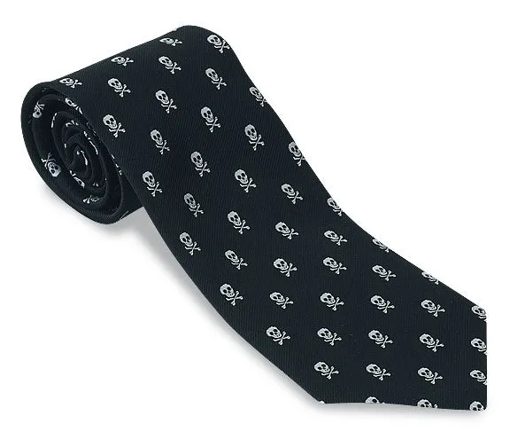 Black/White Jolly Rogers Skull Necktie - F1416