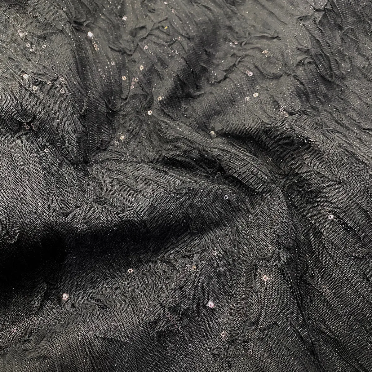 Brilliant Sheer Sequins Wholesale Fabric in Black