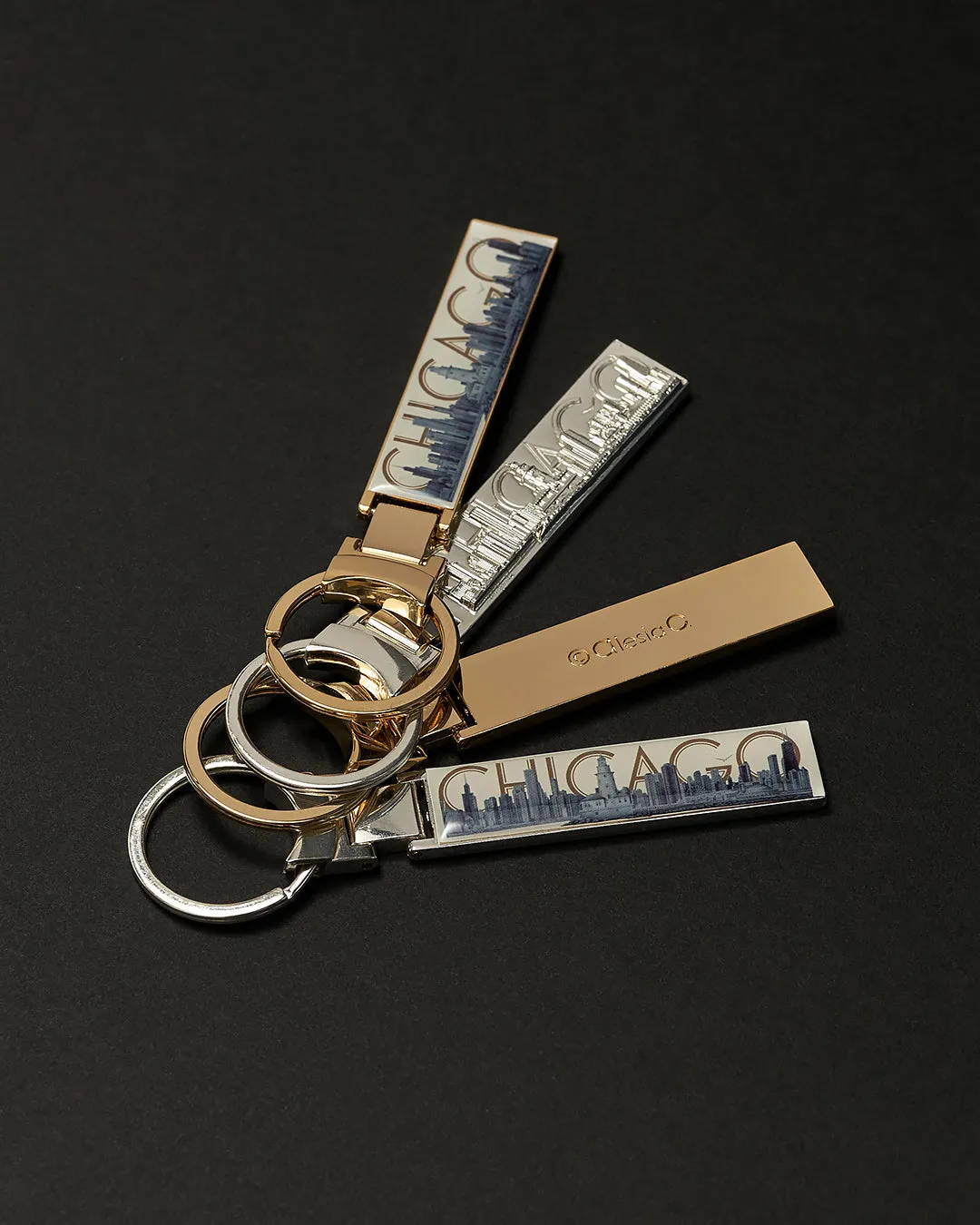 CHICAGO Skyline Pencil Art Metal Key Chain Ring