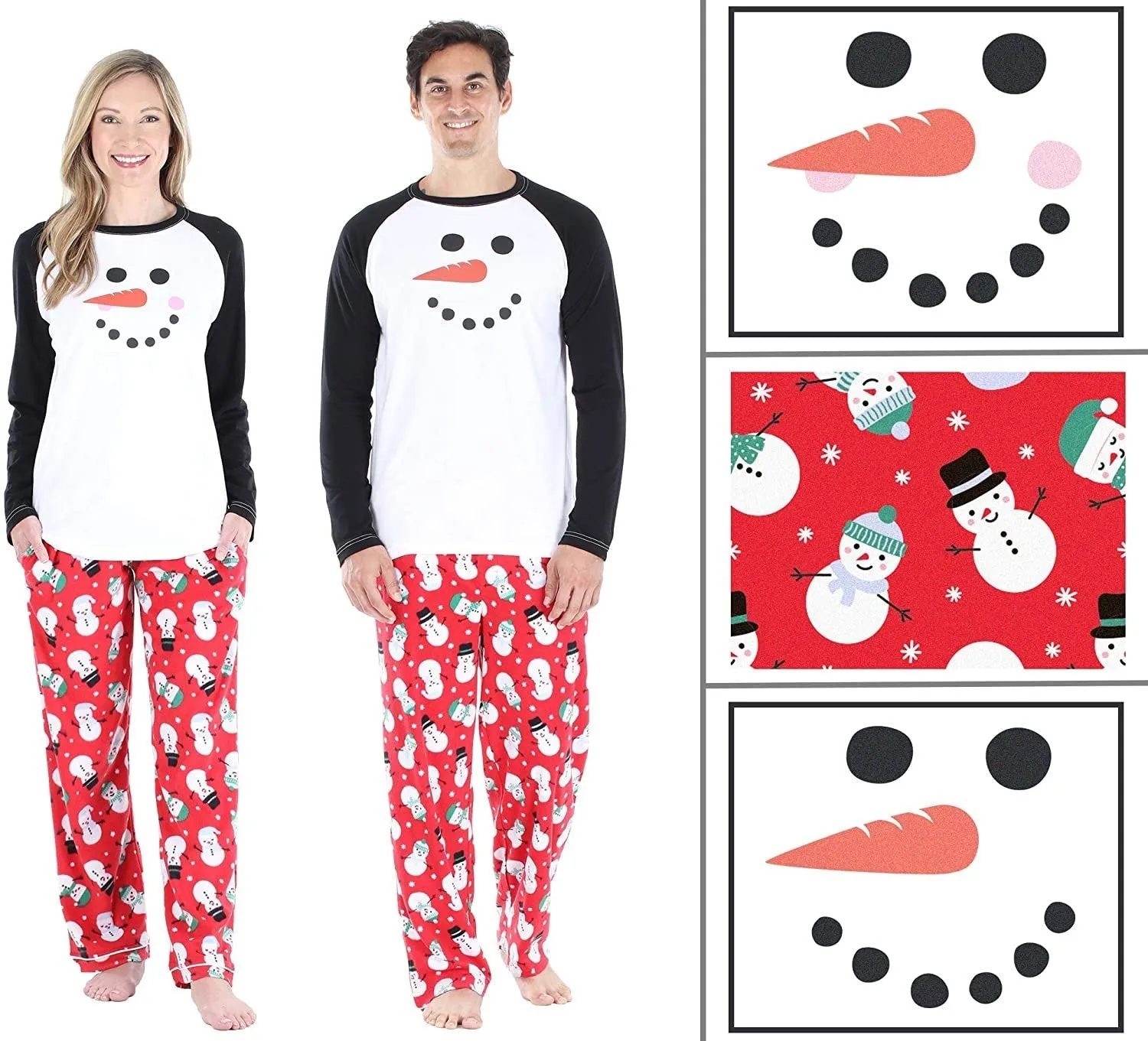 Christmas matching pajama set with snowman print