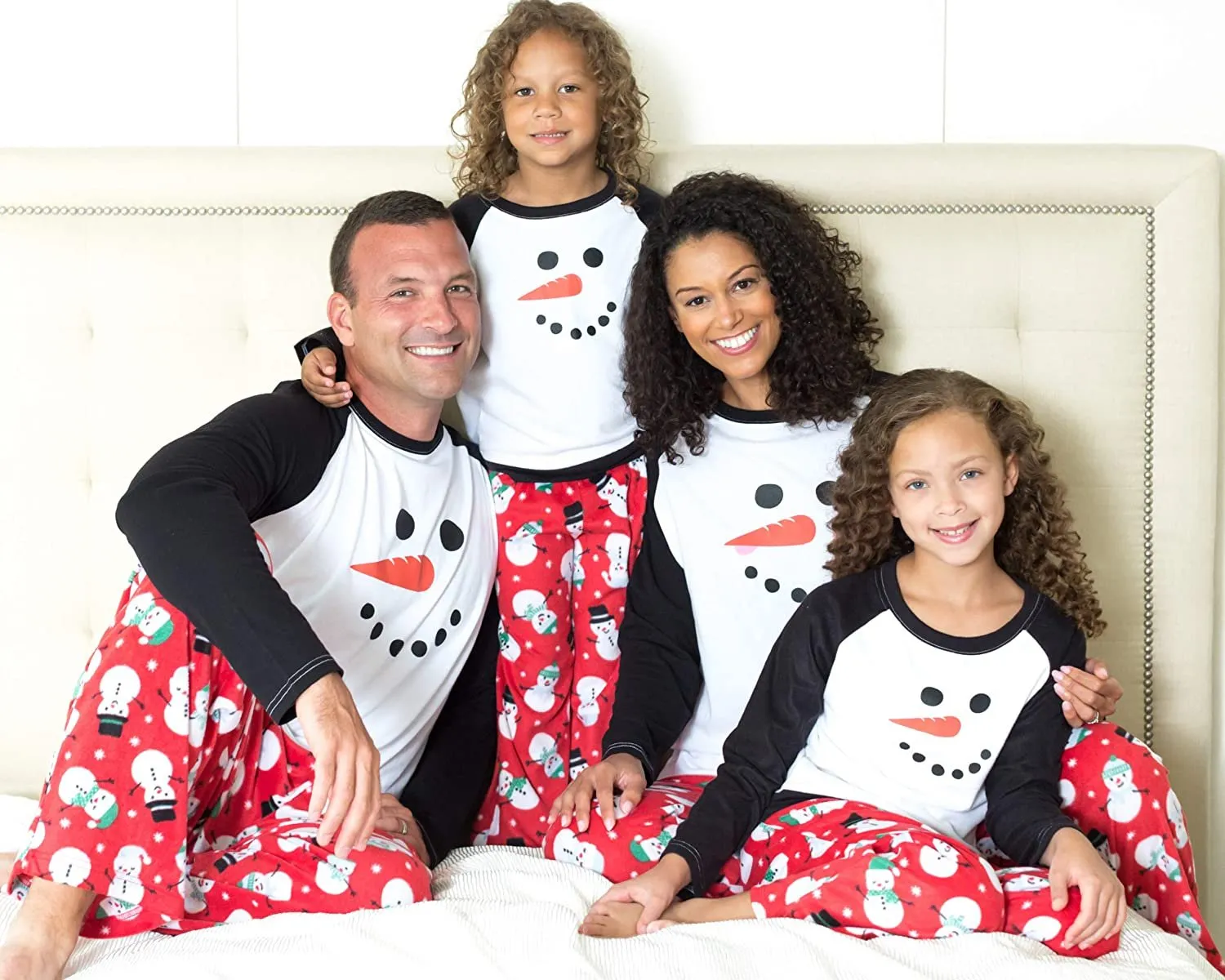 Christmas matching pajama set with snowman print