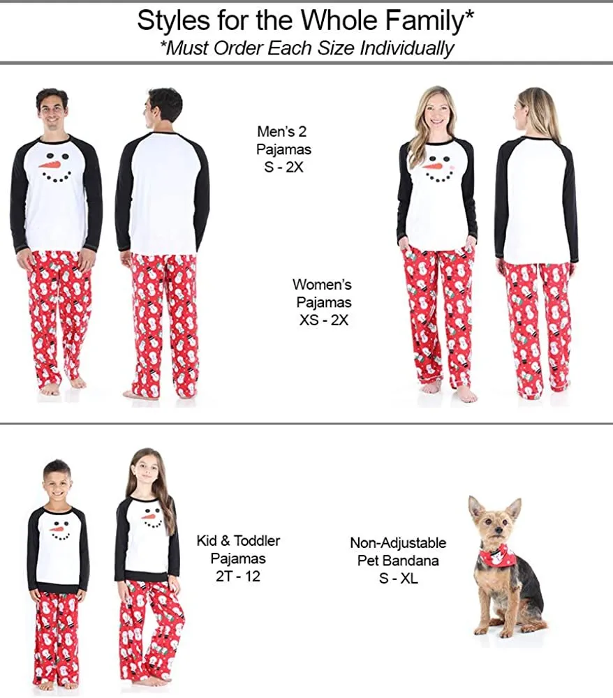 Christmas matching pajama set with snowman print