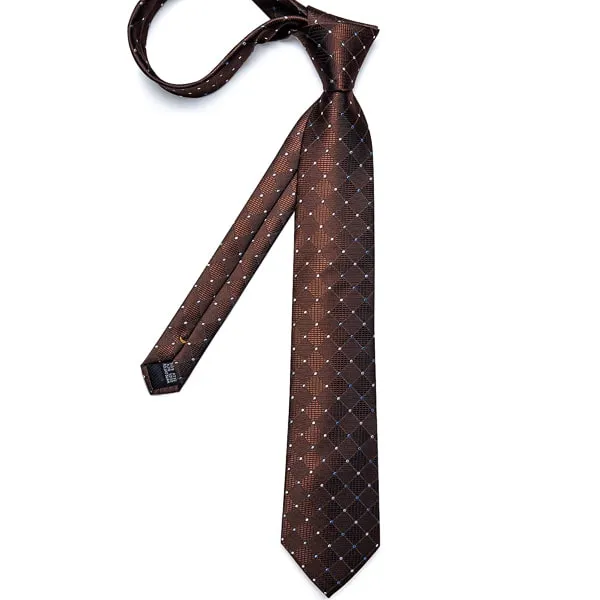 Classy Men Brown Designer Polka Dot Silk Tie