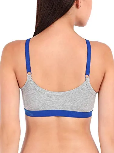 Clovia Women's Cotton Non-Padded Wire Free Full-Coverage, Sports Bra (BR1304P08_Blue_L)