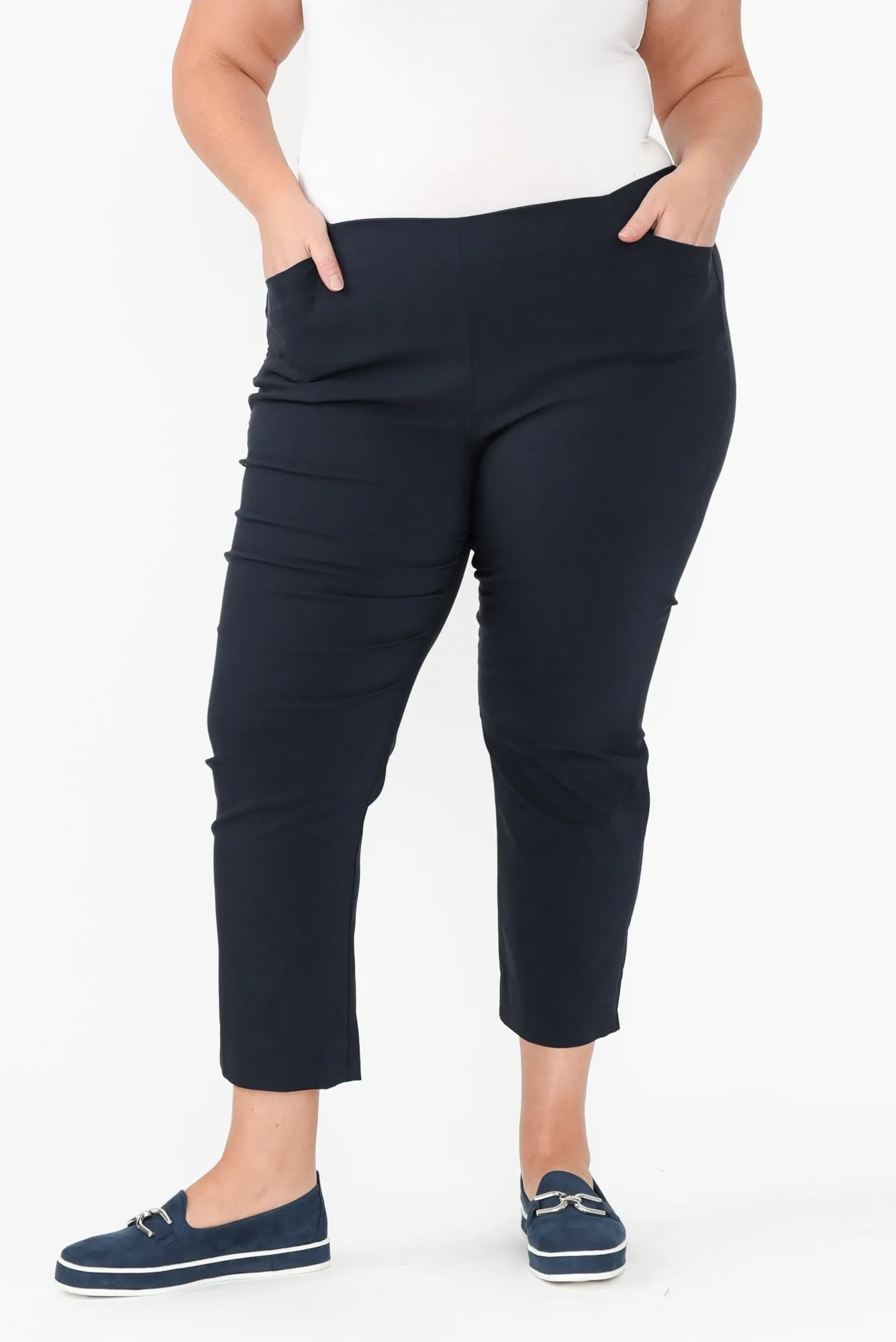 Cody Navy Stretch Capri Pants