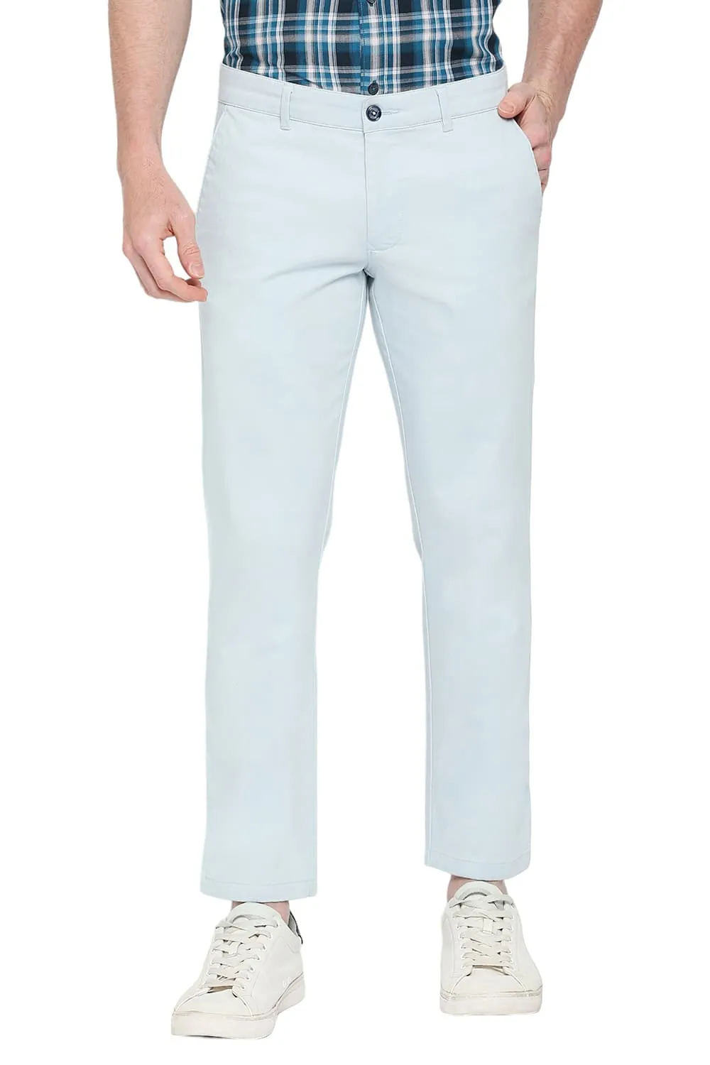 Comfort Fit Cotton Stretch Dobby Trousers