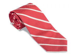 Coral/White Buckingham Striped Necktie - F2790