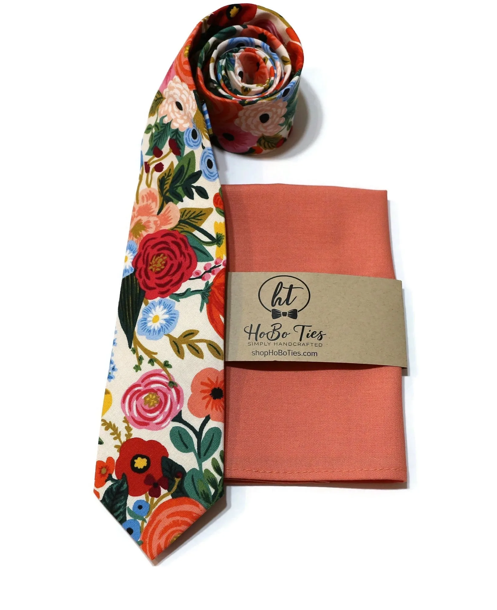 Cream Garden Party Floral Necktie