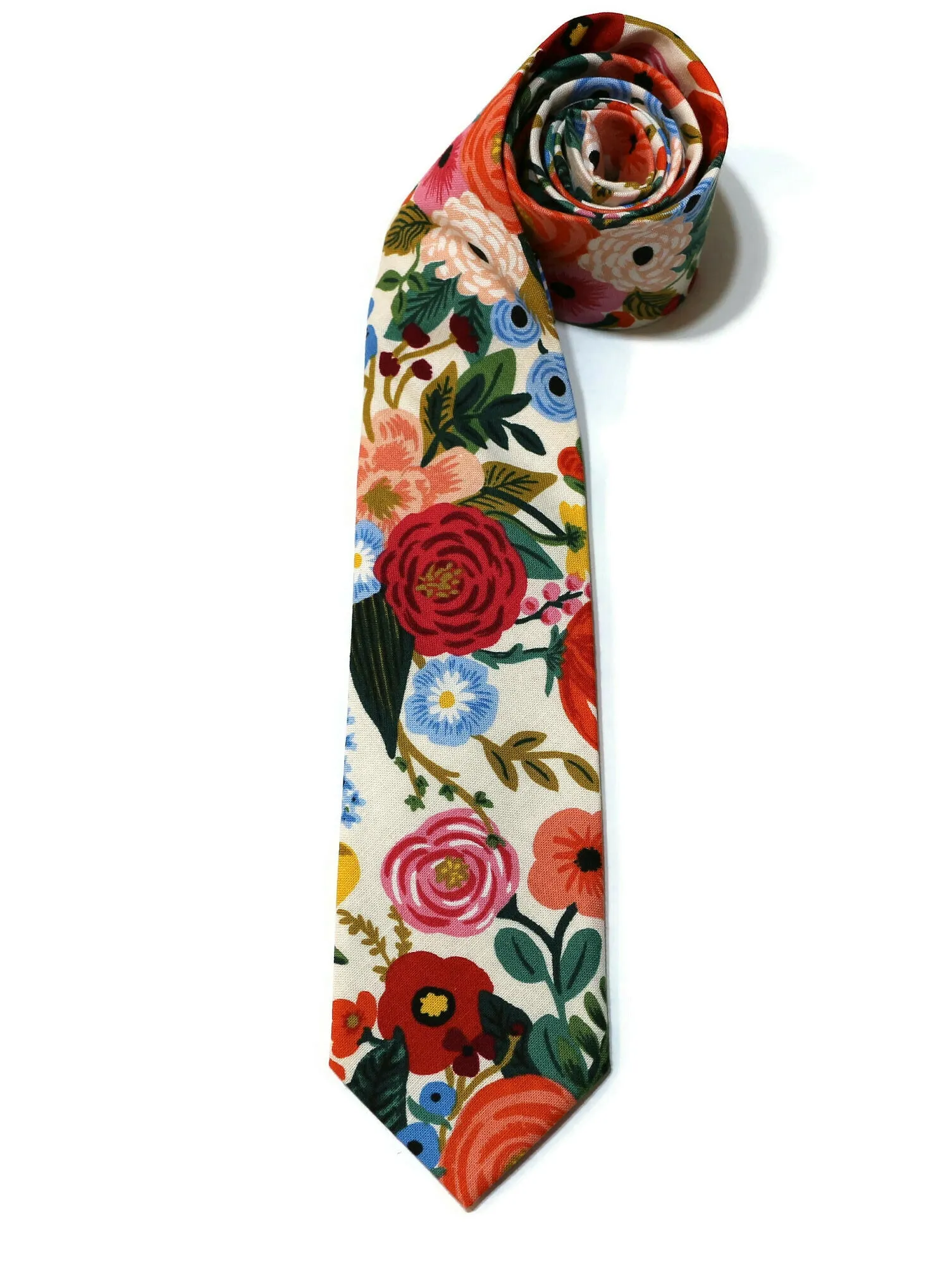 Cream Garden Party Floral Necktie