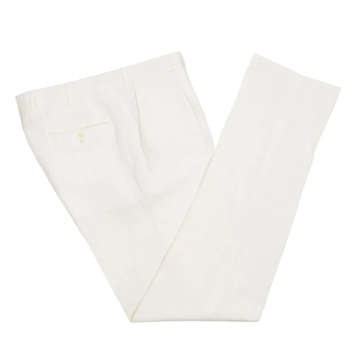 Cream Loro Piana Linen & Silk Regular Fit Trousers