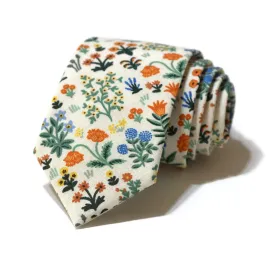 Cream Menagerie Garden Floral Necktie