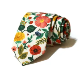 Cream Poppy Fields Floral Necktie