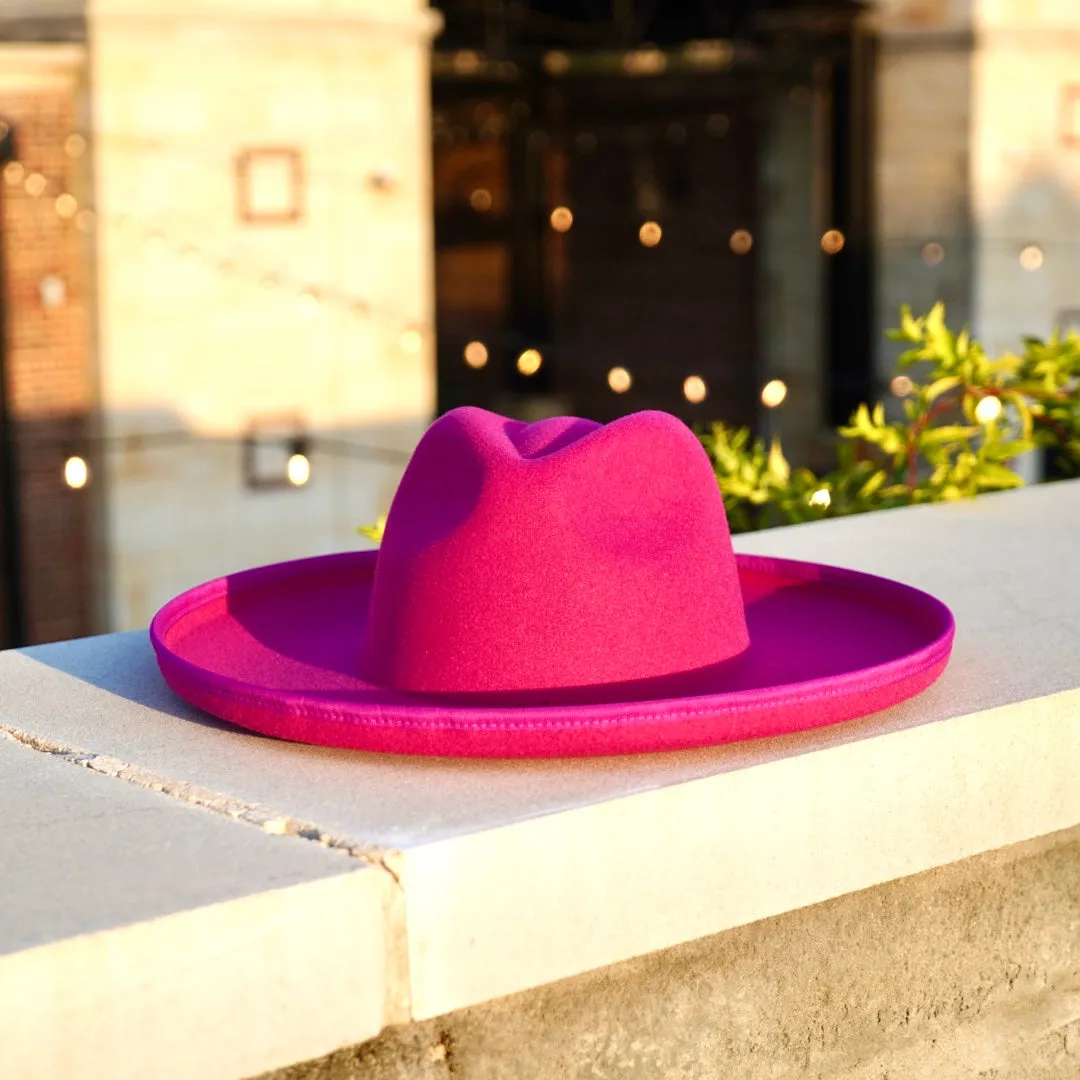 Dallas Plain Pencil Brim Fedora - Fuchsia