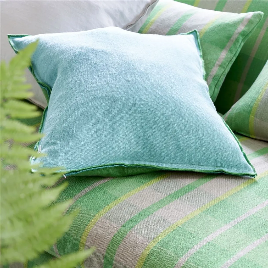 Designers Guild Brera Lino Emerald & Capri Linen Decorative Pillow