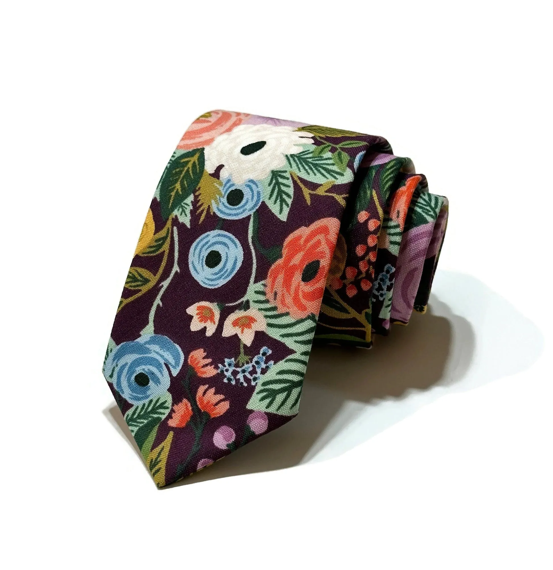 Eggplant Garden Party Floral Necktie