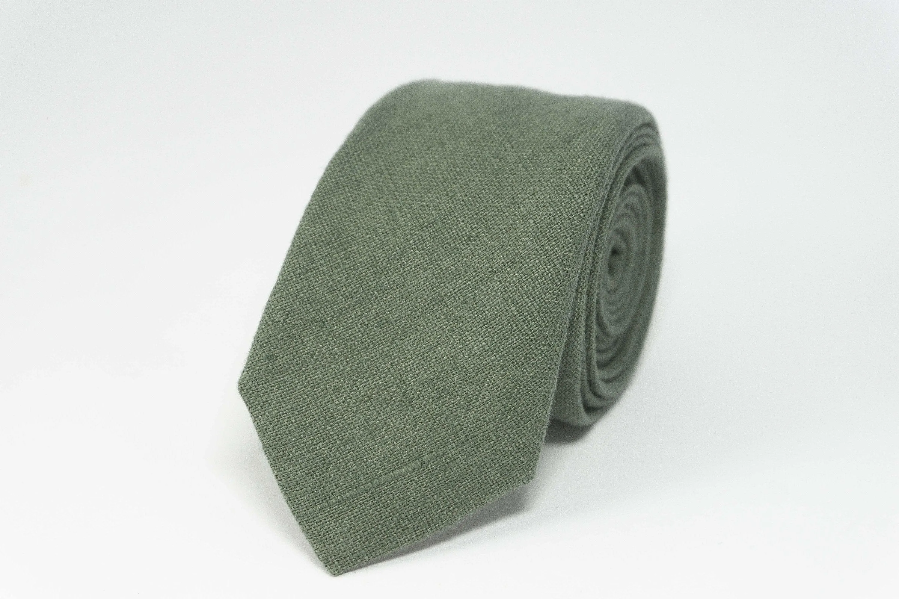 Eucalyptus Linen Regular Tie | Natural Wedding Necktie for Men