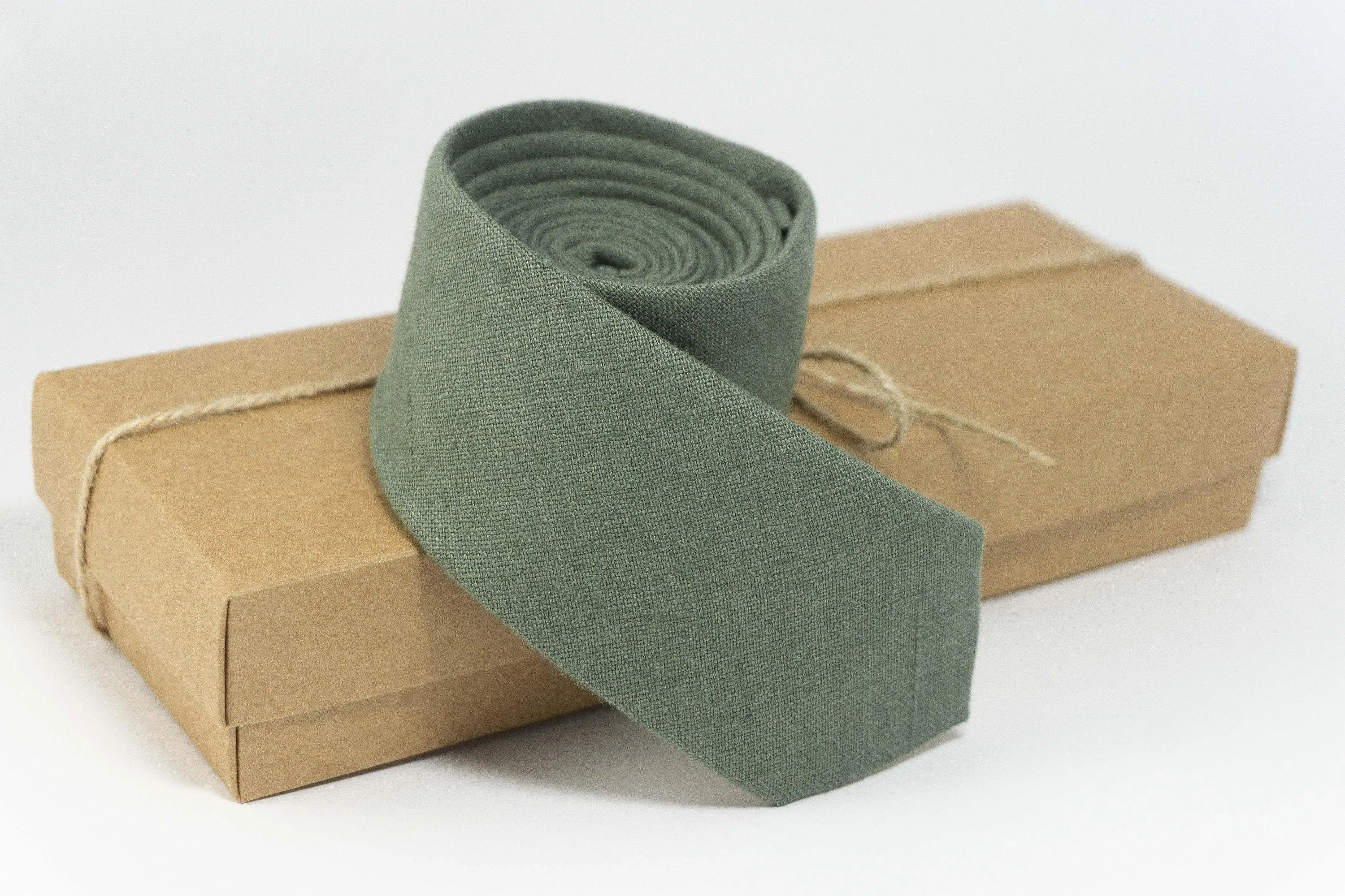 Eucalyptus Linen Regular Tie | Natural Wedding Necktie for Men