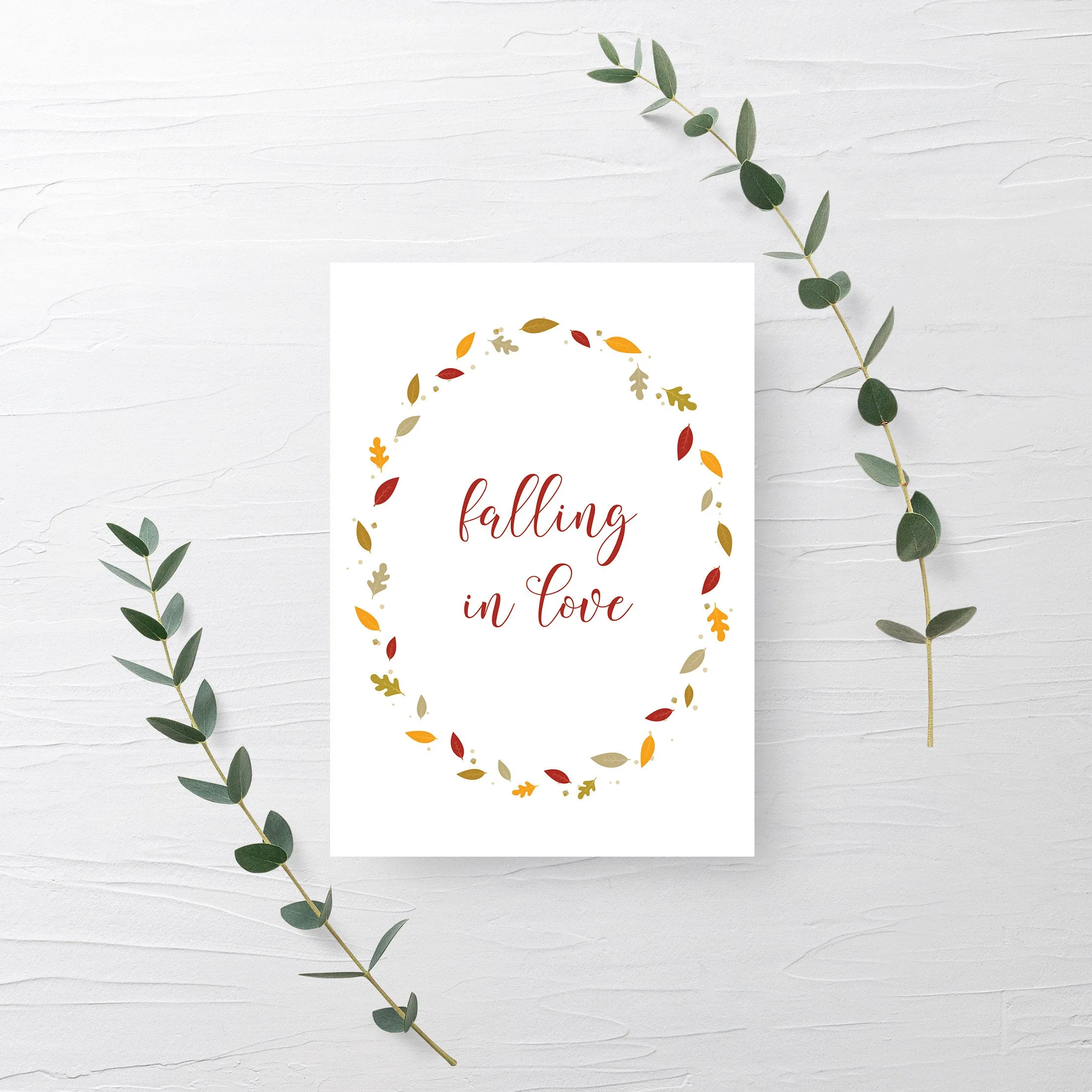 Fall Leaves Falling in Love Sign Printable, Fall Wedding, Bridal Shower Sign, INSTANT DOWNLOAD - FL100