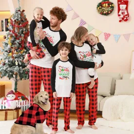 Family Parent-Child Christmas "Dear Naughty" Plaid Pajamas Set