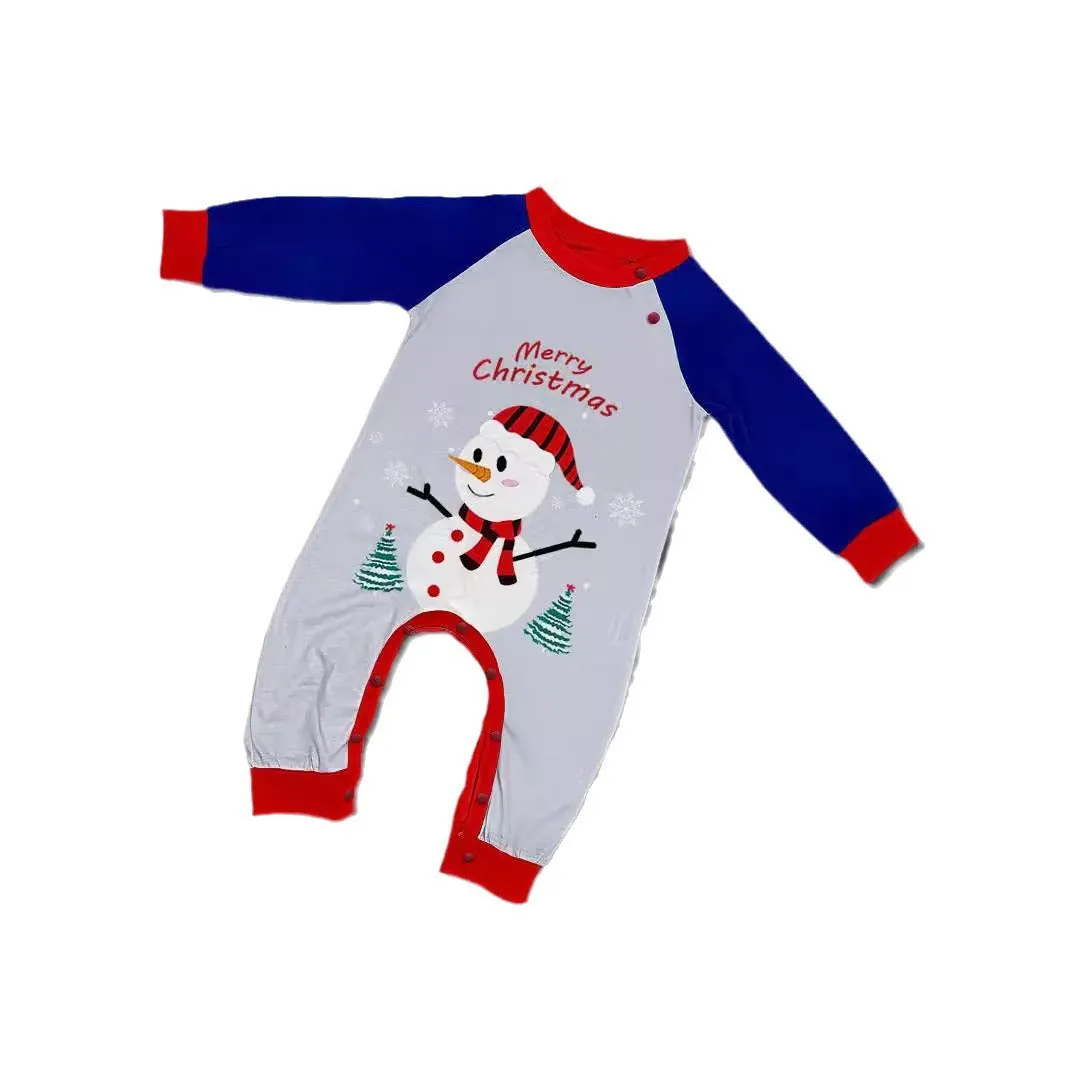 Family Parent-Child White Snowman Christmas Pajamas Set