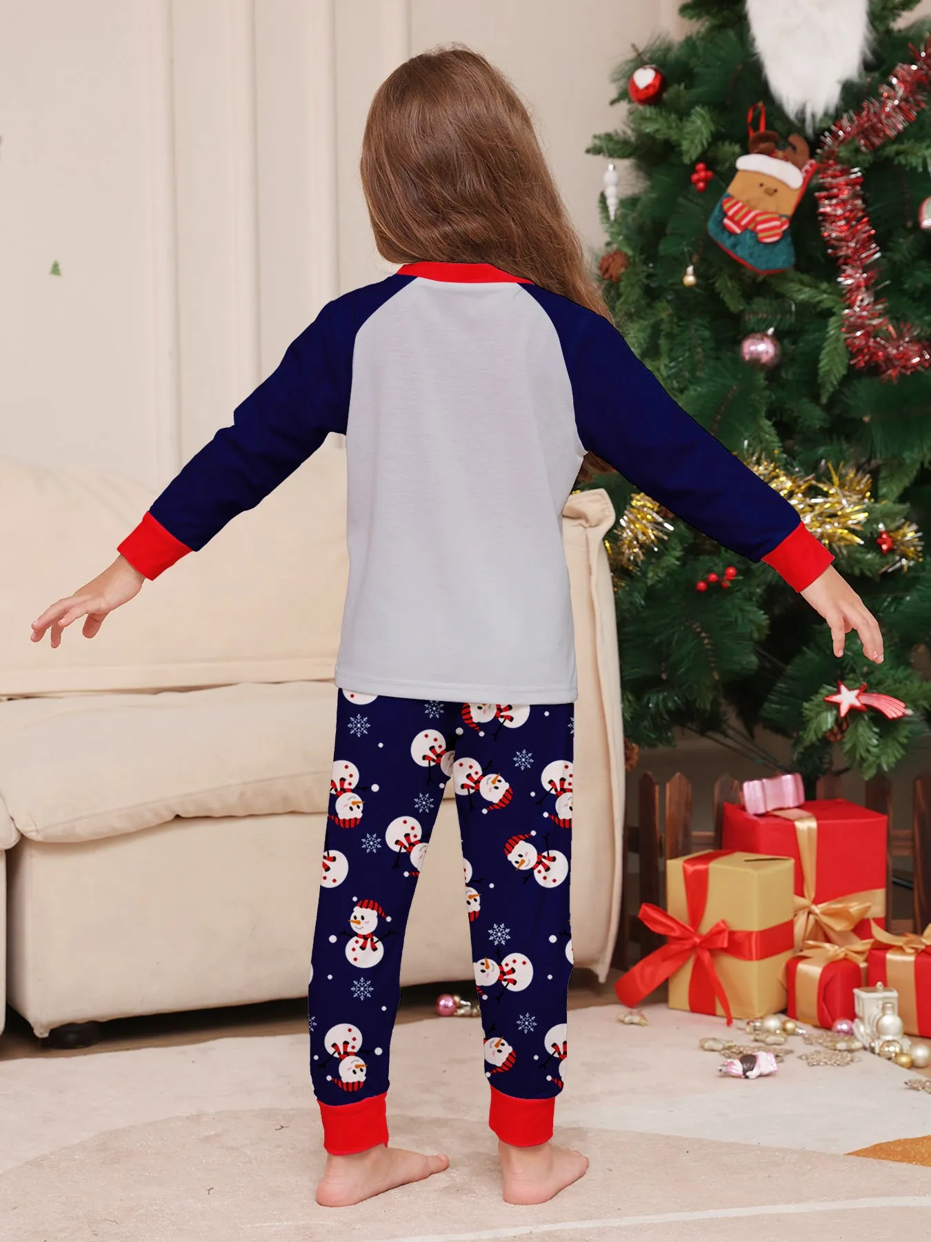 Family Parent-Child White Snowman Christmas Pajamas Set