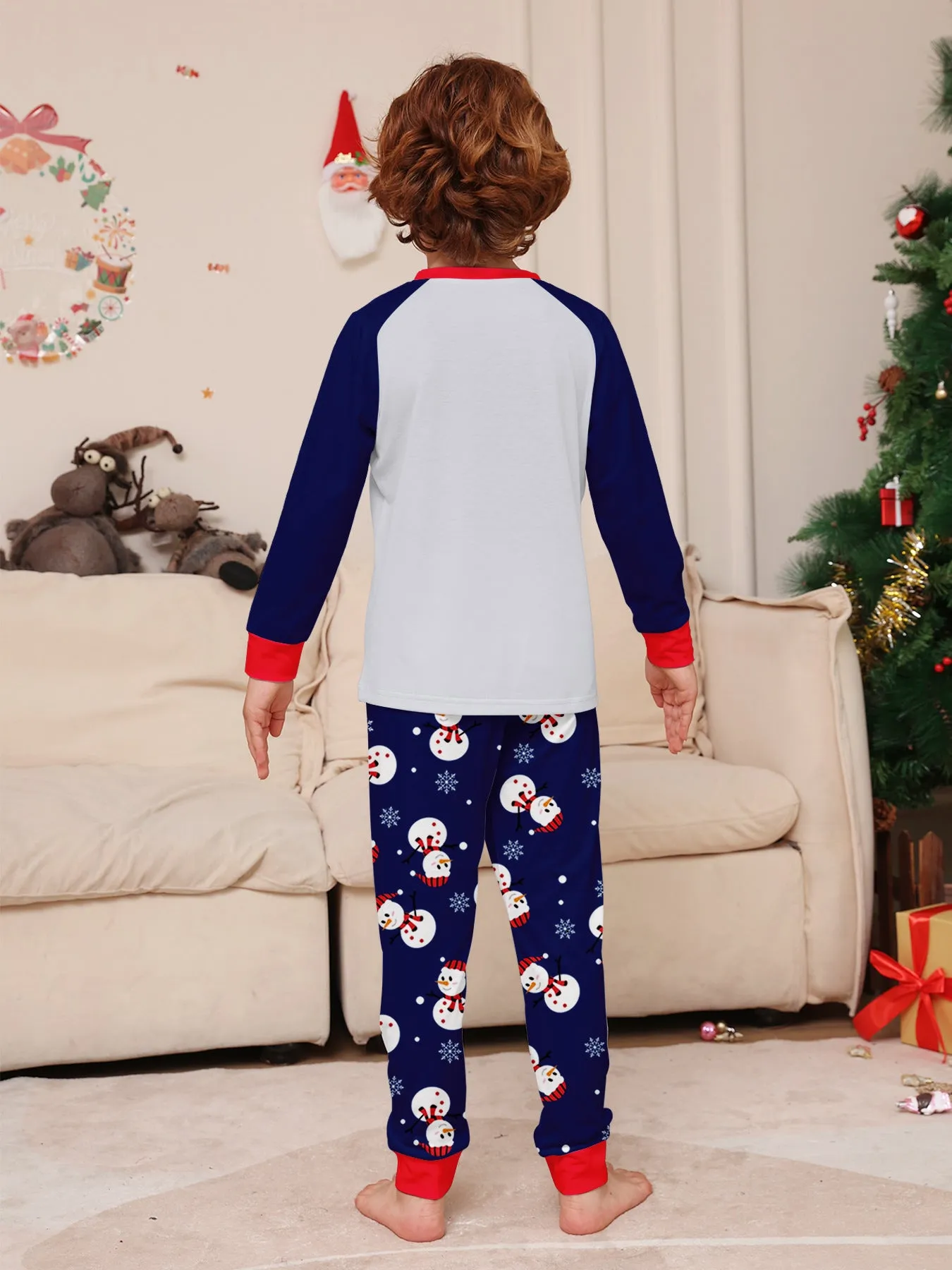 Family Parent-Child White Snowman Christmas Pajamas Set