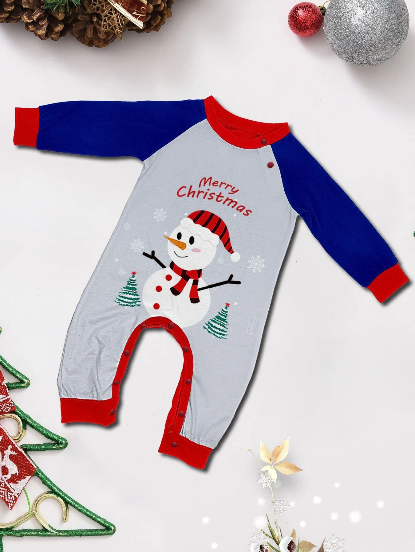 Family Parent-Child White Snowman Christmas Pajamas Set