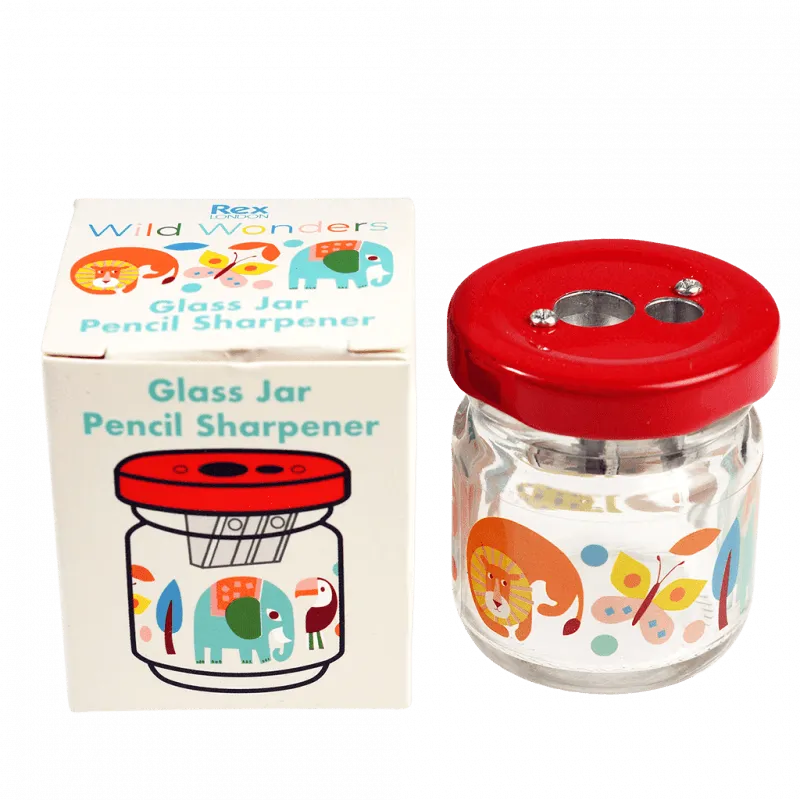 Glass jar pencil sharpener - Wild Wonders