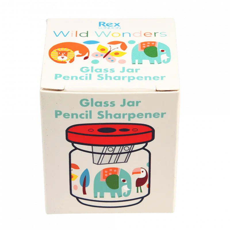 Glass jar pencil sharpener - Wild Wonders