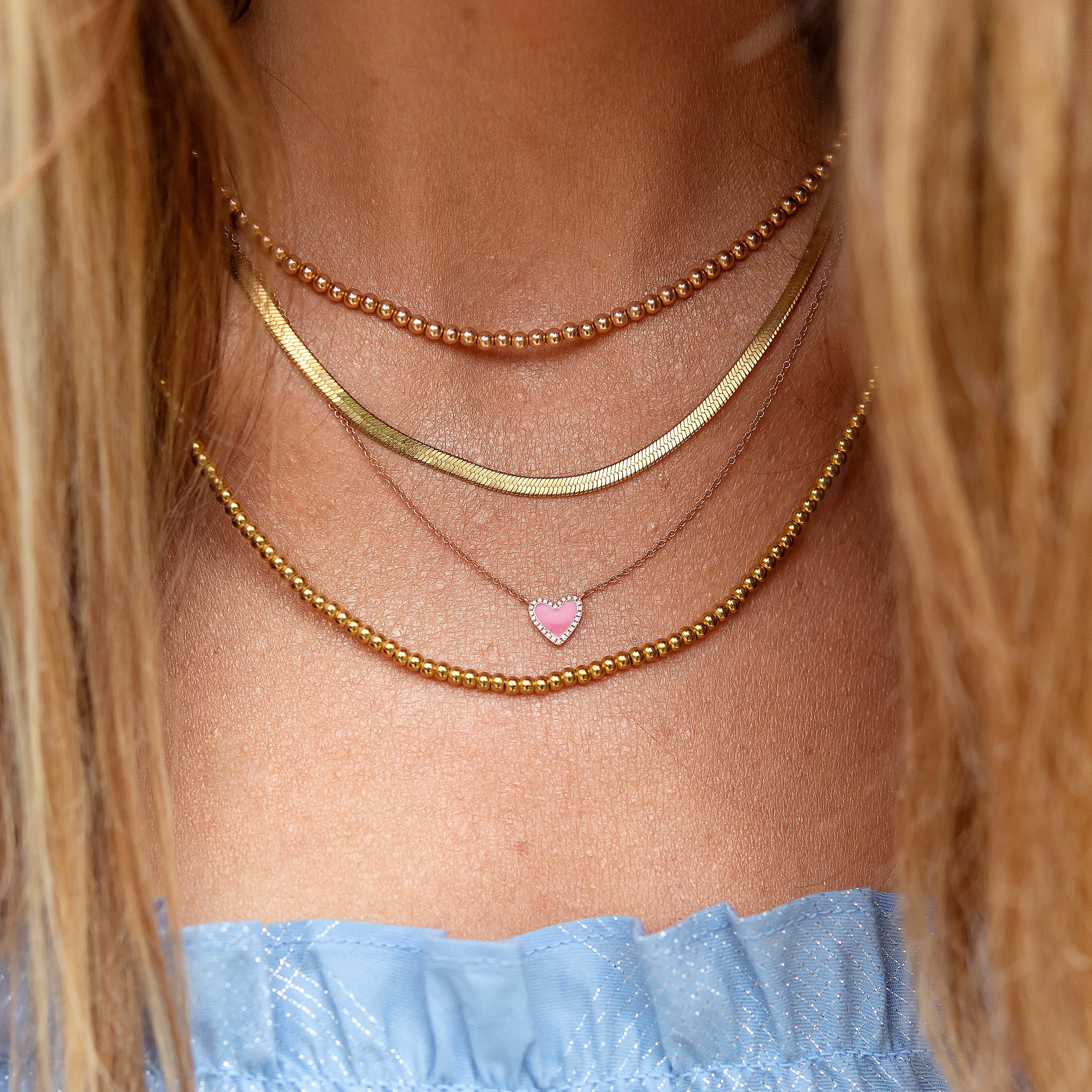 Gold Beaded Necklaces | Stainless Steel Gold